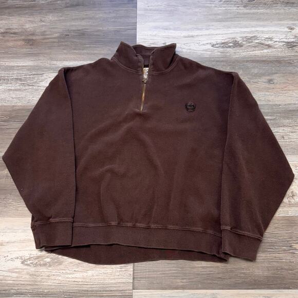 Cinch Sweater Brown Mens M 1/4 Zip Embroidered Logo Mock Neck Cotton Adult Heavy - Picture 1 of 6